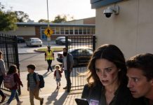 While I waited outside the school gates, another parent leaned over and whispered, “Did your ex-husband have a beard?” My stomach dropped. “Why?” I asked. She hesitated, then said, “Because a man who looks exactly like him has been picking up a child here. Every day.” I laughed it off—until I saw the photo. My hands shook as one thought hit me: if that wasn’t my ex… then who was he really taking home?