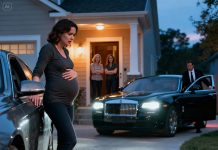 Labor pain tore through me, but my mother only sneered. “You don’t get to make choices here. Leave.” My sister’s smile was cruel. “Good luck getting away. We fixed your car.” I ran to it anyway, turned the key, pressed the pedal—dead. Outside, the tires lay ruined, cut beyond repair. I stood there shaking… until a sleek black luxury car stopped at the curb, as if it had been waiting for this exact moment.