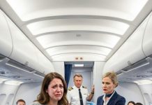 I was eight months pregnant when the flight attendant leaned over and whispered, “Ma’am, you’ll need to give up this seat.” I stared at her in disbelief. “I paid for it.” The businessman beside me muttered, “She shouldn’t even be flying like that.” Laughter flickered behind me. My face burned as they made me stand in front of a full cabin. And just when I thought no one would step in, the cockpit door suddenly flew open.