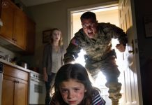 The little girl knelt on the floor, her tiny hands red and hurting. Her stepmother towered over her, shouting, “Clean it! If you don’t finish, you don’t eat!” Exhausted, the child collapsed, gasping for air. Suddenly, the door burst open. Her father—a soldier—had come home earlier than expected. He froze, then roared, “My daughter… who did this to her?!” The stepmother went pale, and the little girl whispered, “Daddy… it hurts…” And the father’s fury began to rise..