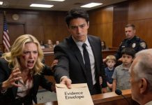 “Just one hour,” my sister said, dropping four kids at my door. She never came back. Twelve years later, she walked into court with a lawyer and called me a kidnapper. The judge looked at me and asked, “Why didn’t you report this?” I slid an envelope across the table. He went silent. Then he asked, “Do the children know the truth?” I answered, “Not yet.”