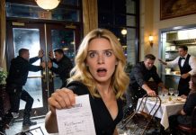 “At the back. Through the kitchen. Don’t wait,” the waiter whispered, pressing the check into my hand. I laughed nervously. “Is this a joke?” He shook his head. “You have less than a minute.” Then the front door slammed shut. Heavy footsteps. Angry voices calling a name—mine. And that’s when I understood the note wasn’t a warning. It was my only exit.