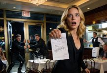 The waiter slid the bill onto my table, but my eyes locked on the note beneath it: “Leave through the kitchen. Now.” I looked up. “Why?” He didn’t blink. “Trust me.” Seconds later, shouting erupted near the entrance. The front door was suddenly blocked. As I stood, heart racing, I realized this wasn’t about bad service. Someone wasn’t supposed to see me there.