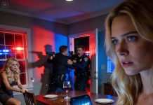 The text came from an unknown number: Don’t panic. Leave the house casually. I almost laughed—until I saw my sister staring at me, pale but composed. “Play along,” she whispered without moving her lips. I forced a smile while my uncle poured more wine. My heart slammed against my ribs. “Everything okay?” my dad asked. “Perfect,” I said. Then the first shout came from outside—and suddenly, we understood why we’d been told not to react.