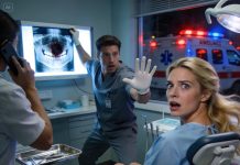 My dentist froze mid-sentence, tools still in his hand. “We need to call 911. Now.” I laughed nervously, assuming he was joking. “For a cavity?” He turned the X-ray screen toward me, his face suddenly pale. “That shadow shouldn’t be there.” My heart started racing. “What does that mean?” I asked. He didn’t answer directly. “It’s not your tooth I’m worried about.” Ten minutes later, sirens were outside—and I realized this appointment wasn’t about dental work at all.
