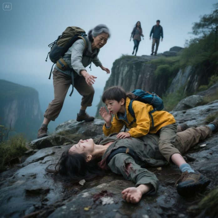 dreamina-2026-02-20-1456-On a family hike, my mother-in-law and s...