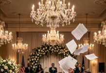 On my wedding day, my mom quietly slipped an old savings book into my hand, her fingers trembling. Before I could even open it, my dad stormed over, snatched it away, and flung it across the marble floor in front of 150 guests. “Garbage belongs with garbage!” he barked, glaring at her like she was the insult, not the book. The room fell silent.