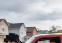 As the Golden Late Afternoon Sun Settled Over Maple and Pine, Officer Emily Harris Prepared to End Her Exhausting Shift—Until a Beat-Up Green Pickup Truck Ignored a Stop Sign and Shattered the Calm of a Quiet Suburban Street