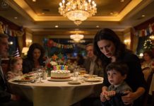 During my mother’s birthday dinner at an upscale restaurant, I was sitting with my five-year-old son when he suddenly tugged on my sleeve. “Mom… let’s go to the bathroom. Right now,” he whispered, his voice shaking. “What’s wrong?” I asked. Tears filled his eyes as he murmured, “Don’t look… under the chair.” Slowly, I lowered my eyes and saw it. Without saying a word, I grabbed my son’s hand and quietly stood up.