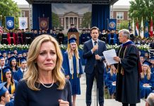 At my daughter’s graduation, my ex-husband took the microphone and announced that he had paid for her entire education while I had contributed nothing. The crowd applauded, and my daughter stared at me with tears in her eyes. I almost left in silence—until the university president interrupted the ceremony and asked my ex to explain why every tuition payment had been traced to an account he stole from me.