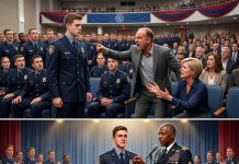 At my police-academy graduation, my stepfather stood up and announced that I had been dishonorably discharged from the military. He said a man with my record should never wear another uniform. My mother begged me to leave quietly. Instead, the academy director invited my former commanding officer to the stage. He presented my actual discharge papers and a commendation for saving three soldiers—then asked my stepfather why he had altered the copy sent anonymously to the academy.