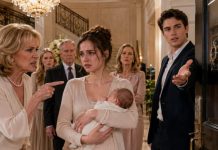 My mother looked at my newborn son like he was a stain on her perfect family. “That child will never carry our name,” she hissed, while my brother threw my bag at my feet and ordered me out. I held my baby tighter and said nothing. They thought my husband was poor, powerless, invisible. Then the black cars stopped outside… and the man they mocked stepped out.