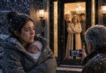 I thought the cold would kill my baby before my in-laws ever opened the door. My fingers bled from banging, my voice cracked from screaming, and inside the house, my husband just stood there watching. “She’s unstable,” his mother told everyone later. But she forgot one thing: the camera across the street caught everything—and the man holding it knew exactly how to destroy a lie in court.