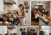 For seventeen years, I cooked every holiday meal while everyone else made memories. I basted turkeys, baked pies, washed dishes, and somehow never made it into a single family photo. I didn’t notice until one Thanksgiving when a spoon slipped from my hand and clattered onto the floor. As I bent to pick it up, I saw my family posing for another picture without me. That night, I checked seventeen years of albums. The next holiday, I said “no.” By Christmas morning, a raw turkey and an uncomfortable silence were waiting where I used to be.