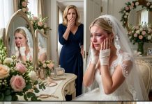 Just minutes before my daughter was supposed to walk down the aisle, I entered the bridal suite and found her trying to hide a swollen cheek beneath her veil. My heart stopped. “What happened?” I asked. Tears filled her eyes as she whispered, “He only hit me because I embarrassed him.” At that moment, the groom appeared in the doorway and smiled coldly. “Stay out of our marriage,” he said. I calmly opened my purse, removed my judge’s identification, and looked directly at him. “I was planning to,” I replied. “But you just threatened the daughter of the woman who is about to sign your arrest warrant.”