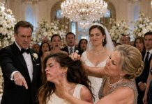 At my sister’s wedding, my stepmother stood in front of the door like a guard and hissed, “You’re not going to ruin her big day.” Before I could answer, she grabbed my hair and slapped me so hard the entire room went silent. I was still shaking when my father pointed down at the floor and said, “Kneel. Apologize to her.” I didn’t cry. I didn’t beg. I simply walked out. By sunset, their phones wouldn’t stop calling me.