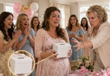 I was eight months pregnant, surrounded by pastel balloons, when my friends shouted, “This is for you and the baby!” Then someone whispered that they had raised $50,000 for my medical bills. I was crying with gratitude—until my mother saw the donation box. Her eyes changed. “Move,” she snapped, reaching for it. “Mom, stop. That money isn’t yours.” Her face twisted with rage. She grabbed a heavy iron rod from the decorations and swung. The impact hit my belly—and my water broke instantly.