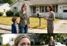 I brought my five-year-old son to my parents’ house, but a neighbor stared at me and said, “No one has lived there for years.” I immediately called Mom. “Did you move?” She sounded confused. “No, sweetheart. I’m standing in the kitchen right now.” Then my son pointed toward an upstairs window. “Mommy, Grandma’s watching us.” I looked up—and saw a woman holding a sign that read, “Do not trust the voice on the phone.”