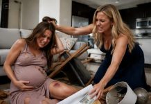 I was eight months pregnant when my sister-in-law came for the $100,000 my husband had set aside for our children. With him away, she assumed I would be too frightened to resist. When I refused to hand it over, her face twisted with rage. She struck my stomach so hard that my water broke instantly. But even as I collapsed in pain, she grabbed my hair and dragged me across the floor, screaming that the money belonged to her. The room blurred, my baby stopped moving—and darkness swallowed me. Hours later, I opened my eyes to a sight that changed everything.
