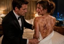 On the first night of our marriage, I noticed the scars hidden beneath my wife’s wedding dress and felt my blood run cold. “Tell me who hurt you,” I said. She broke down and confessed that her stepfather had tormented her for years, certain no one would believe her. I held her close, contacted an investigator, and released the evidence she had secretly preserved. Before dawn, his finances were locked, police surrounded his home, and the man who once silenced her was pleading to be spared.