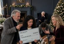 At Christmas dinner, my elderly grandmother handed everyone at the table a $5 million check. My father laughed in his designer suit. “It’s obviously fake. Don’t embarrass yourself.” One by one, my family tossed their checks aside like worthless scraps of paper. I quietly slipped mine into my pocket. The next morning, I walked into the bank and handed it to the manager. He examined it once, then twice. Suddenly, his face went completely white. He locked the glass office door and lowered his voice. “Ma’am, we have less than 60 seconds.” I stared at him in confusion. “Why?” He looked toward the lobby and whispered, “Because your father is about to realize the mistake he made last night.”