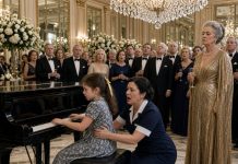 POOR GIRL ASKS A MILLIONAIRE TO PLAY PIANO AT HER PARTY — HIS ANSWER STUNS EVERYONE The millionaire was attending a small neighborhood party when a poor little girl suddenly approached him and pointed toward the old piano in the corner. “Sir, will you play something for me?” she asked innocently. Everyone laughed at the impossible request. Why would a millionaire sit at a battered piano for a child like her? But instead of refusing, he quietly walked over and lifted the piano lid. Then the girl whispered one sentence that made his hands freeze above the keys. His answer stunned everyone in the room—and revealed a connection neither of them had expected.