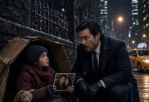 MILLIONAIRE SEES A POOR GIRL SLEEPING IN A CEMETERY — HER PHOTO MAKES HIM CRY The millionaire almost kept walking when he spotted a little girl asleep between cardboard boxes at the frozen cemetery gate. She looked completely alone, clutching a worn photograph against her chest to keep it from blowing away in the wind. He was about to call security when the photo slipped from her tiny hands. He picked it up—and froze. The face staring back at him was someone he had buried years ago. His hands began to shake as he looked at the sleeping child again. She wasn’t just a homeless girl. Somehow, she was connected to the one person he had never stopped mourning.