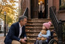 PARALYZED GIRL ASKS A MILLIONAIRE TO CARRY HER — THEN HER SECRET CHANGES HIS LIFE The millionaire was about to walk past the young girl in the wheelchair when she suddenly reached for his hand. “Please… carry me,” she whispered. He was confused. She could barely move, yet there was something strangely urgent in her eyes. He lifted her carefully, expecting nothing more than a simple request. Then she whispered a secret into his ear that made him freeze. It connected her to a part of his past he thought was gone forever—and changed the millionaire’s life in a way he never could have imagined.
