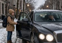 A Poor 7-Year-Old Girl Saw a Millionaire Collapsed Behind the Wheel—Then She Did Something No One Expected… The little girl was walking alone through a deserted Chicago street when she heard a car horn blaring nonstop. She followed the sound and found a black Bentley stopped in the middle of the road. Behind the wheel was a wealthy man, unconscious and barely breathing. She looked around for help, but there was no one. She had no phone, no money, and no adult who would answer if she called. Then she remembered something her mother had once taught her. She climbed into the driver’s seat, grabbed the man’s hand, and whispered, “Please don’t die.” What happened in the next ten minutes would change the lives of a poor little girl and a billionaire forever.