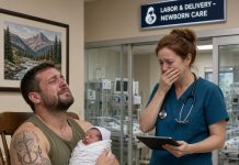 A 6-foot-4 combat veteran covered in horrific burn scars entered our NICU with trembling hands and a haunted look in his eyes. Everyone stared. He looked more like a man who had survived a war than someone who belonged in a room filled with fragile newborns. Then baby girl in bed 7 began screaming. She was premature, addicted to the drugs her mother had used throughout pregnancy, and completely abandoned after her mother walked away. The veteran slowly approached the incubator. “Nobody should have to fight alone,” he whispered. I watched as he carefully reached for her tiny hand. But when he finally lifted her against his chest, I noticed something engraved on his military dog tag. My heart stopped. The name belonged to someone this baby’s mother had claimed was dead for years…