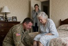 **WHEN I RETURNED FROM DEPLOYMENT, MY WIFE TOLD OUR NEIGHBORS, “HIS MOTHER IS DANGEROUS—SHE KEEPS HURTING HERSELF.”** But when I opened Mom’s bedroom door, I found her bruised, locked inside, and shaking with fear. I said nothing and pretended to believe my wife’s lies while secretly recording every word she said behind closed doors. The next morning, I walked into the psychiatrist’s office with the recording—and within hours, my wife was in handcuffs, while Mom finally stepped out of that house as a free woman.